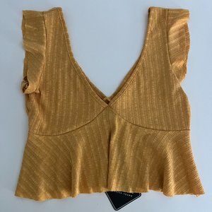 yellow, crop, flowy Zaful top